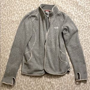 north face grey zip up